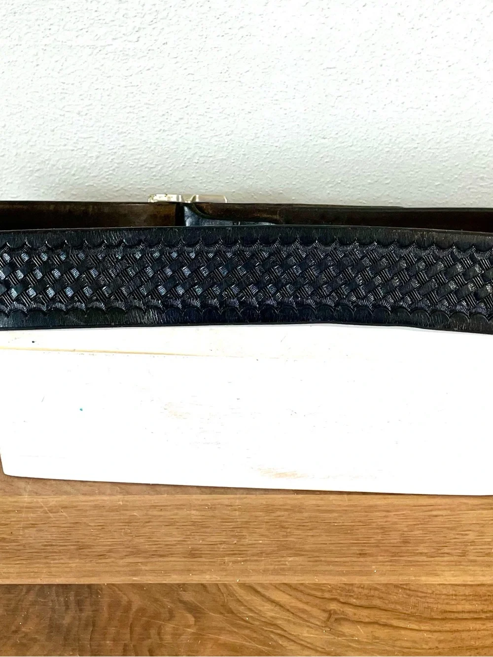 Leather Basketweave Duty Utility Belt Western Black 46 USA Tex Showmaker & Sons